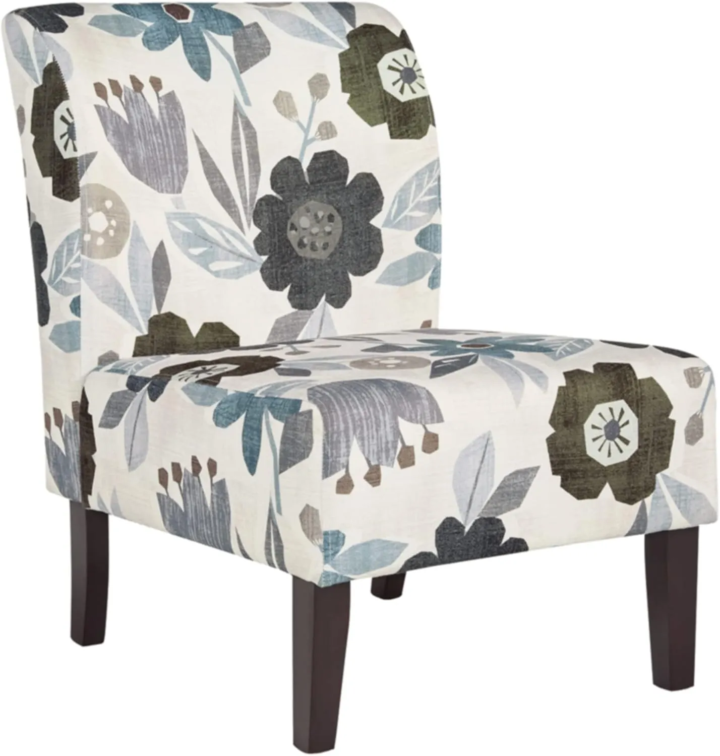 Signature Design by Ashley Triptis Floral Armless Accent Chair, White, Blue & Gray