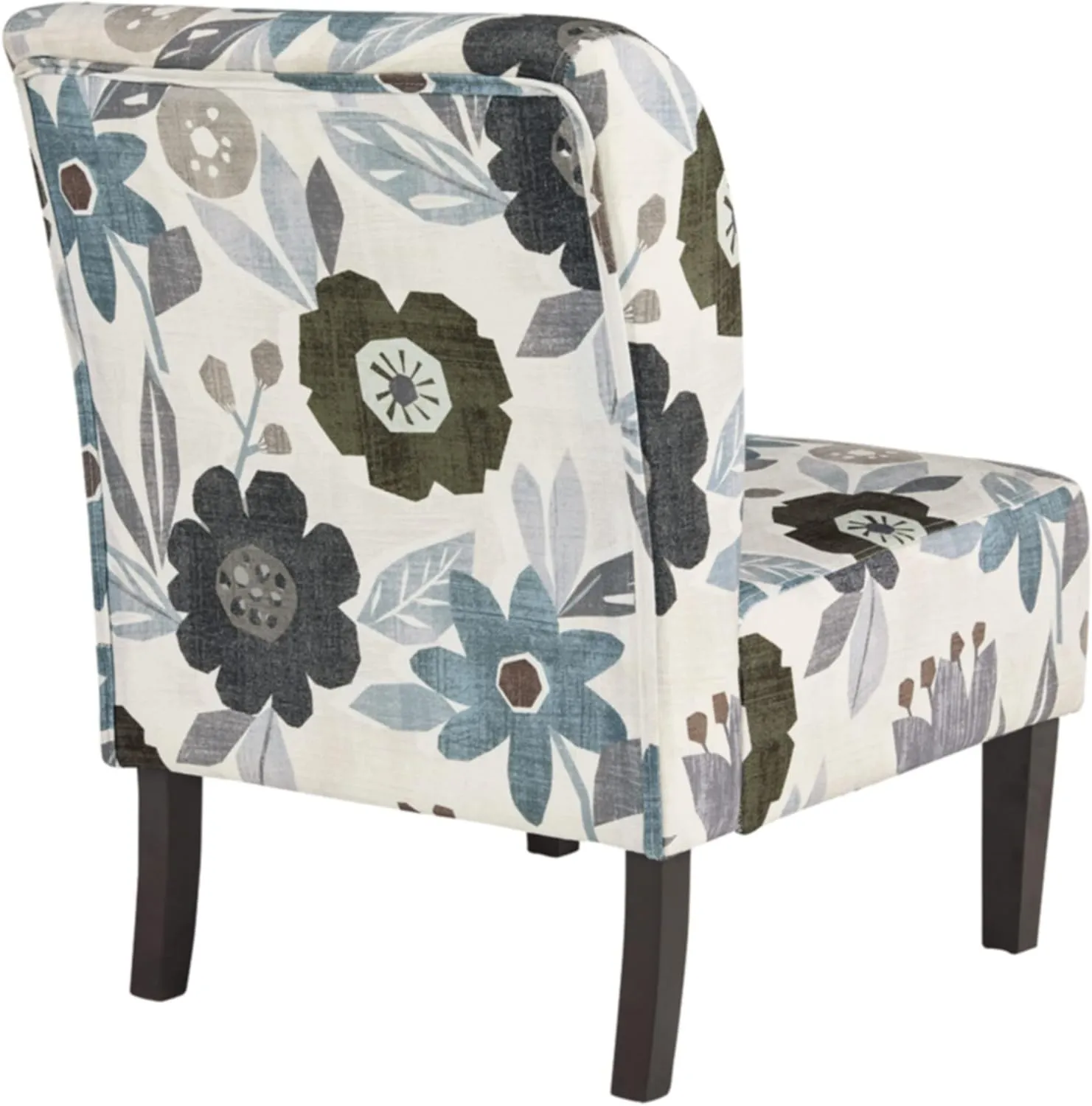 Signature Design by Ashley Triptis Floral Armless Accent Chair, White, Blue & Gray