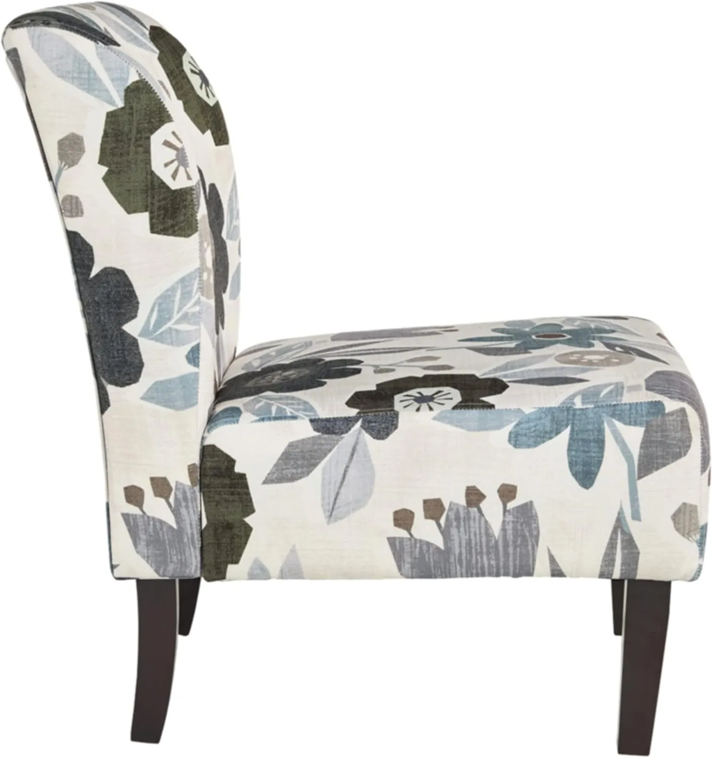 Signature Design by Ashley Triptis Floral Armless Accent Chair, White, Blue & Gray