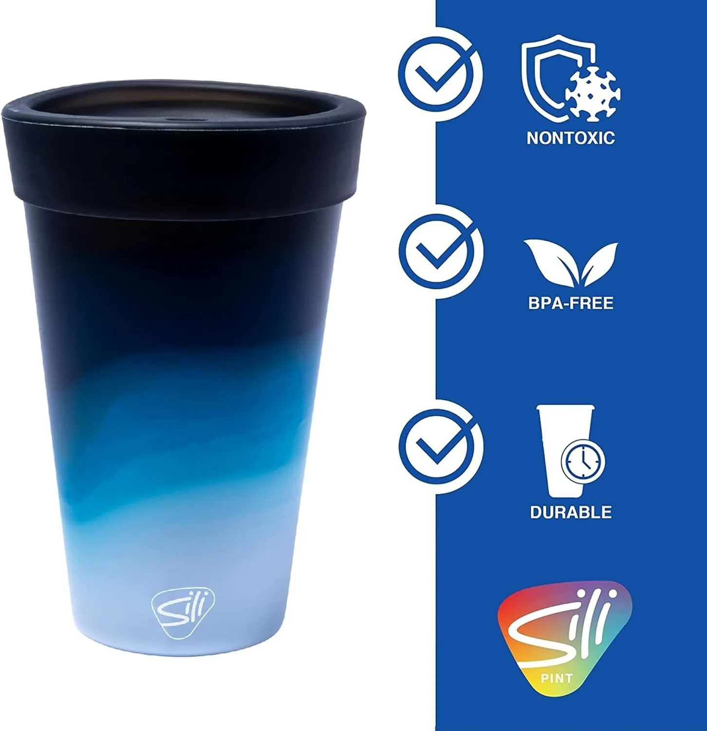 Silipint: Silicone 16oz Coffee Tumblers: 2 Pack Moon Beam - Unbreakable Cups, Reusable, Sustainable, Travel, For Hot & Cold Drinks
