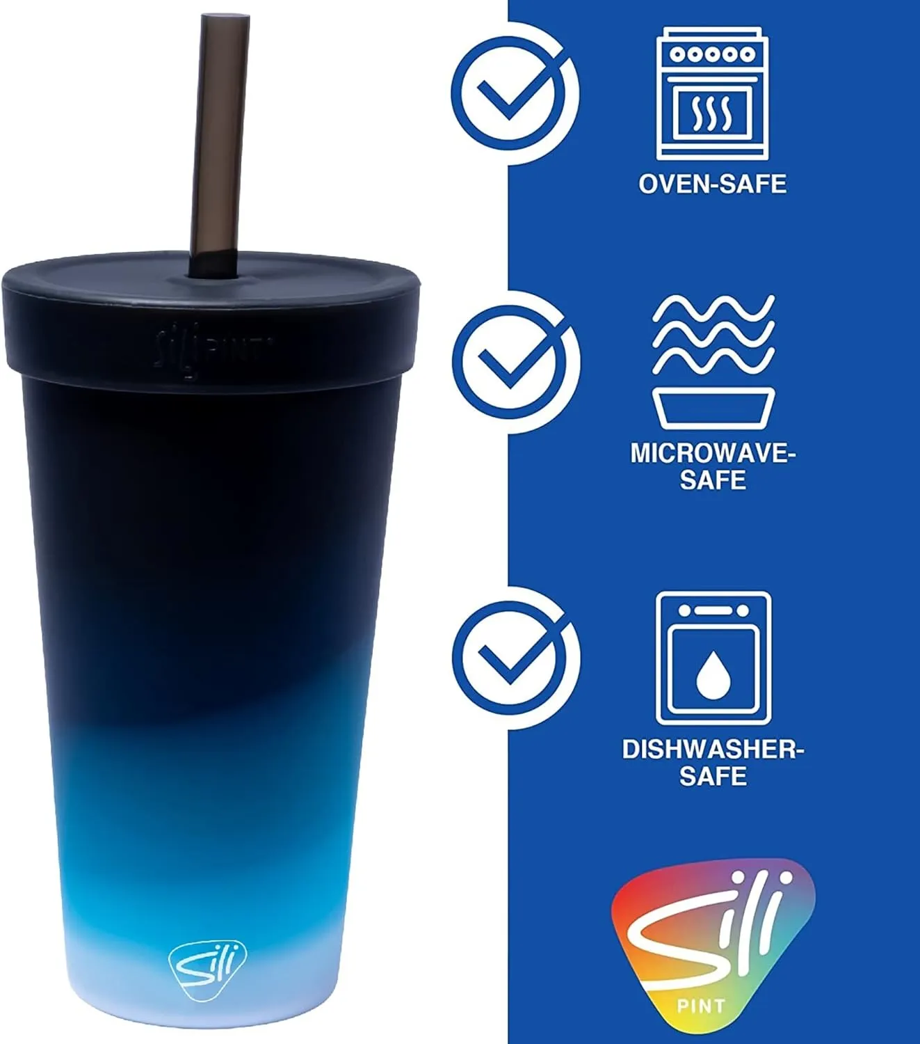 Silipint: Silicone 22oz Straw Tumbler: Moon Beam - Reusable Unbreakable Cup, Flexible, Sustainable, Hot/Cold, Airtight Lid, Travel