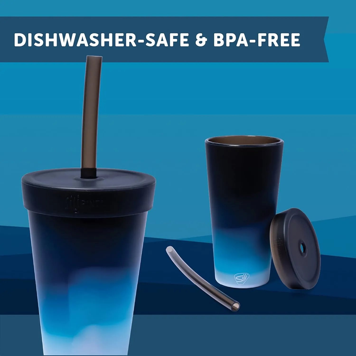 Silipint: Silicone 22oz Straw Tumbler: Moon Beam - Reusable Unbreakable Cup, Flexible, Sustainable, Hot/Cold, Airtight Lid, Travel