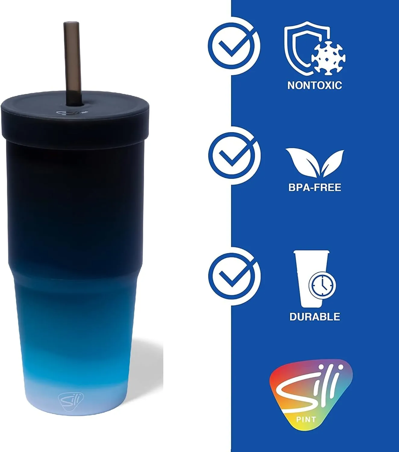 Silipint: Silicone 32oz Tumbler: Moon Beam - Reusable Unbreakable Cup, Flexible, Hot/Cold, Airtight Lid, Travel Safe, Sustainable