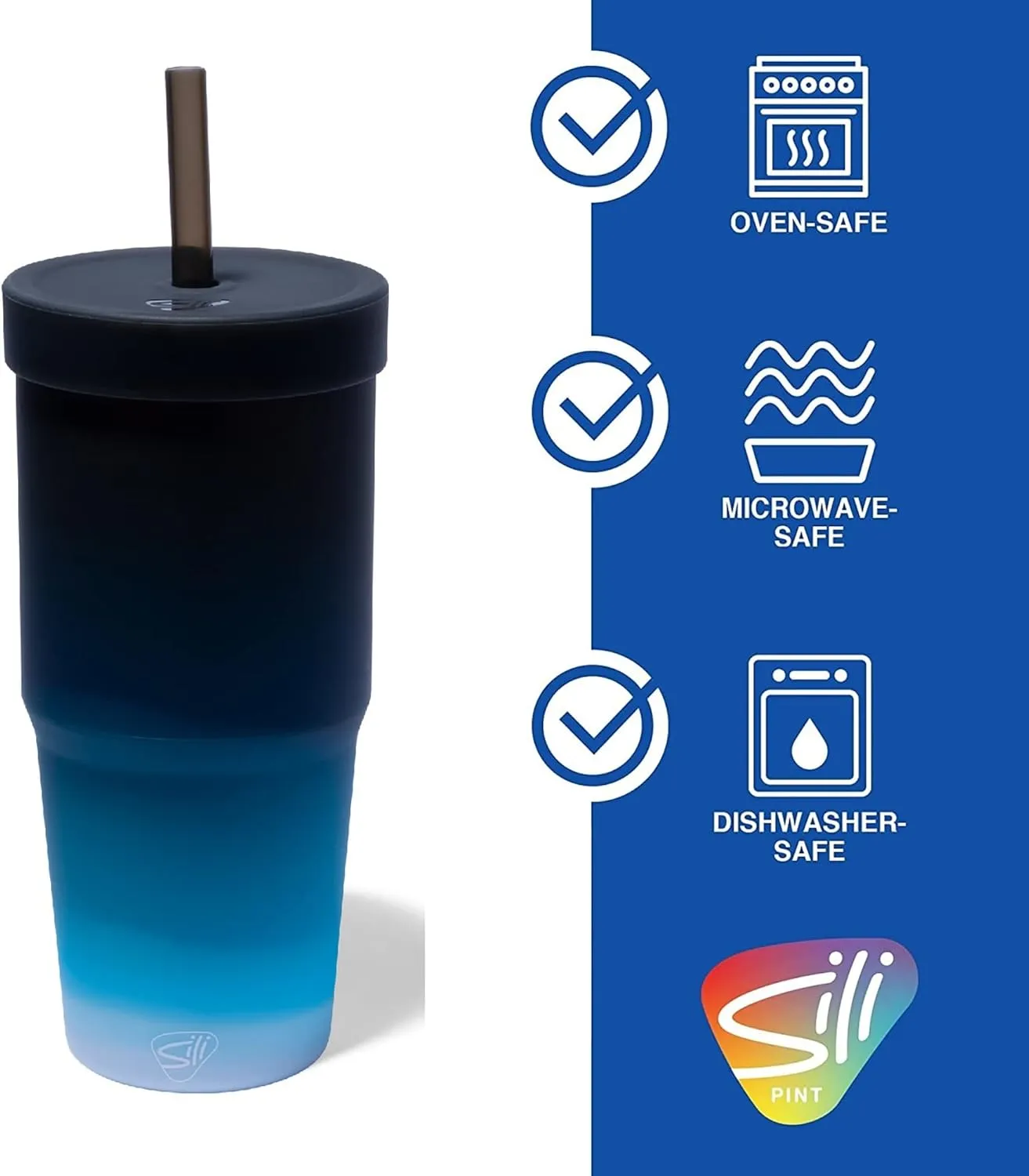 Silipint: Silicone 32oz Tumbler: Moon Beam - Reusable Unbreakable Cup, Flexible, Hot/Cold, Airtight Lid, Travel Safe, Sustainable