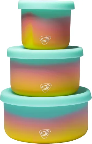 Silipint: Silicone Lidded Bowls: Set of 3: Aurora - 10, 20 & 30oz - Flexible, Unbreakable, Sustainable, Storage, Seasonal Color