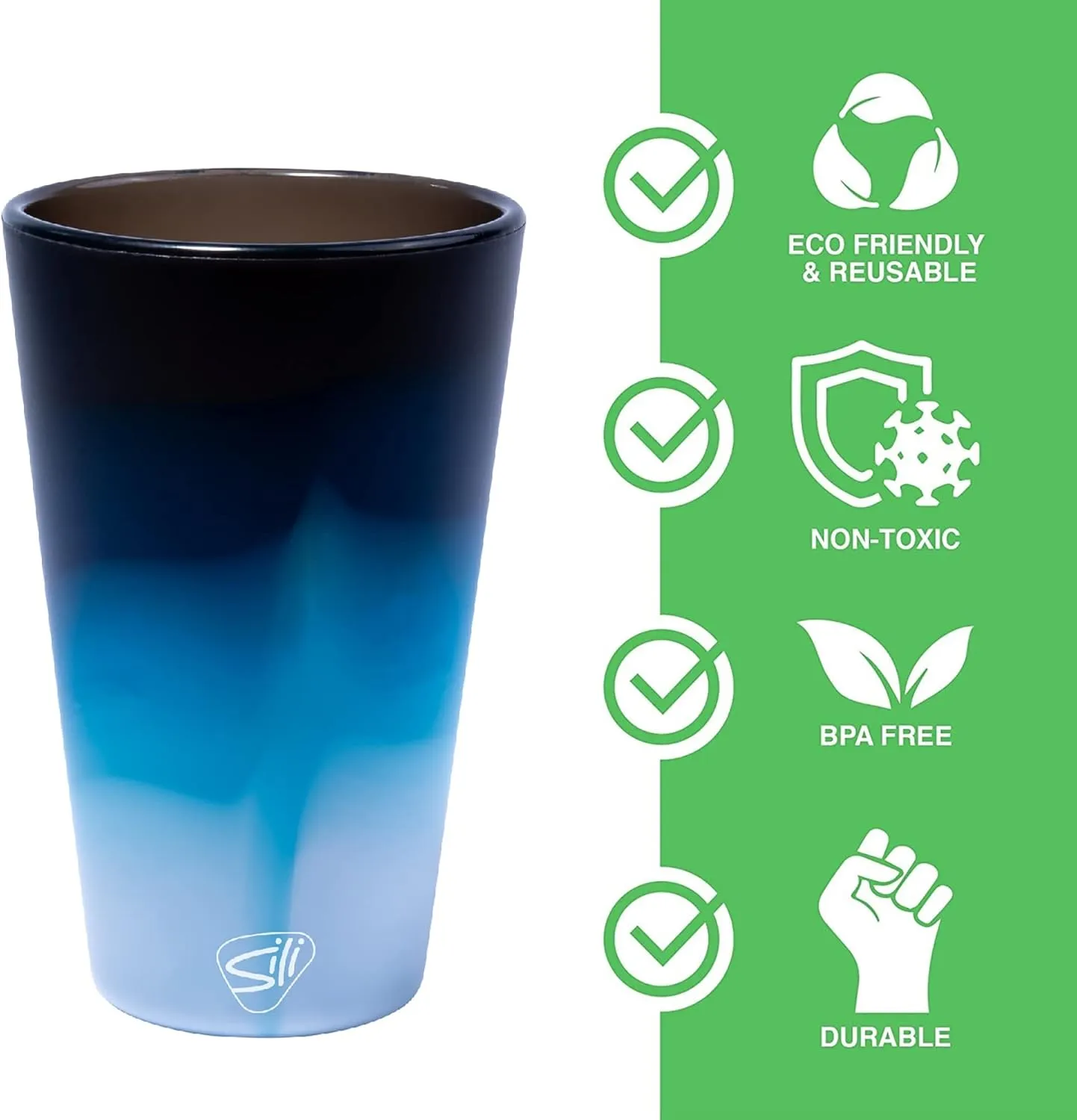 Silipint: Silicone Pint Glasses: 2 Pack Moon Beam - 16oz Unbreakable Cups, Flexible, Sustainable, Hot/Cold, Non-Slip Easy Grip