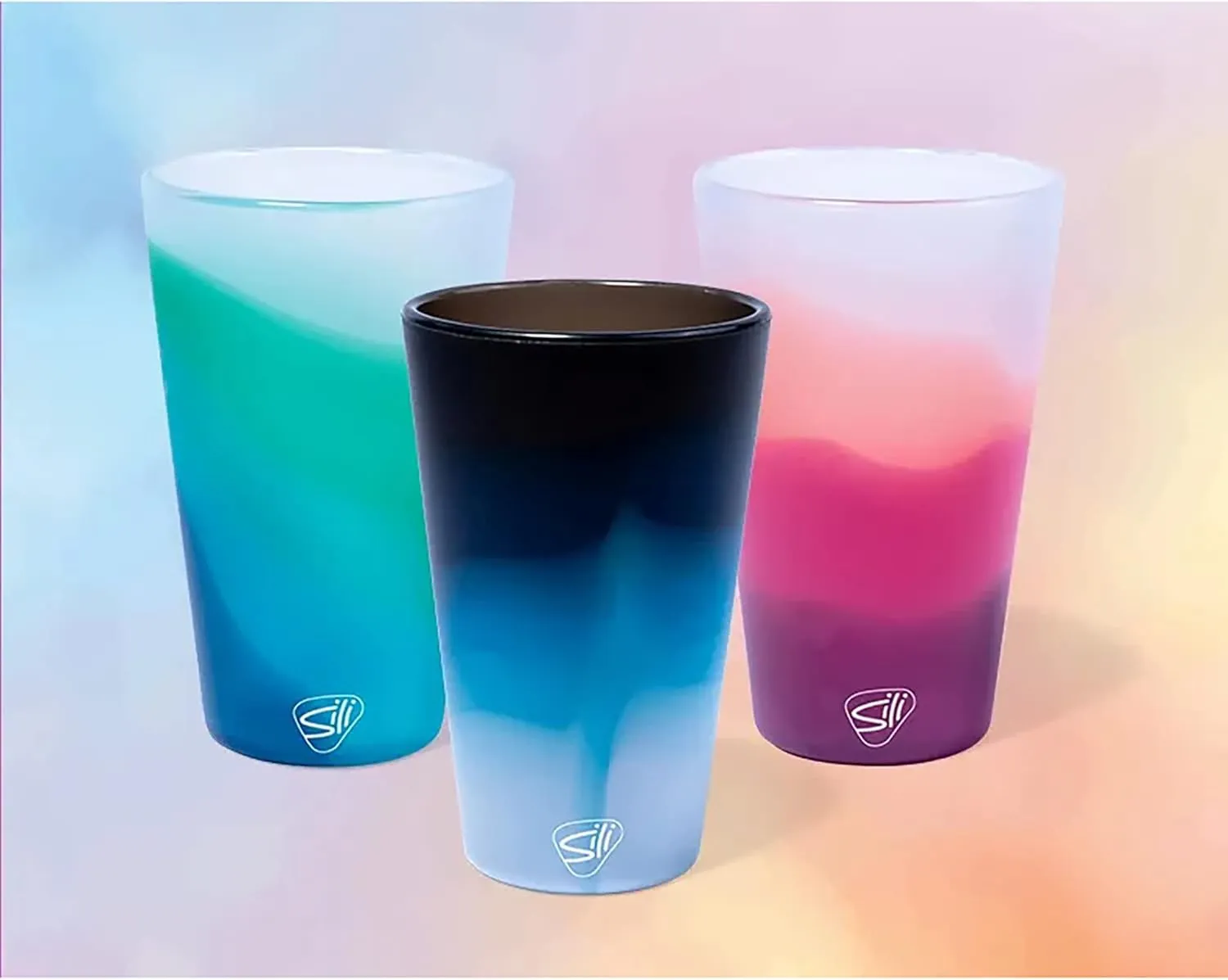 Silipint: Silicone Pint Glasses: 2 Pack Moon Beam - 16oz Unbreakable Cups, Flexible, Sustainable, Hot/Cold, Non-Slip Easy Grip