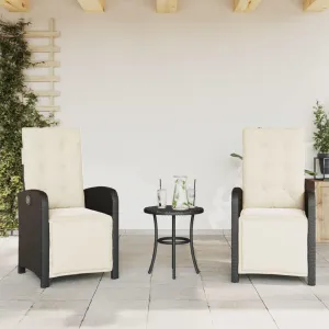 Sillas De Patio Beach Chair Lawn Chairs Dining Room Chairs - Reclining Patio Chairs 2 pcs with Footrest Black Poly Rattan for Garden Beaches Outside Terrace