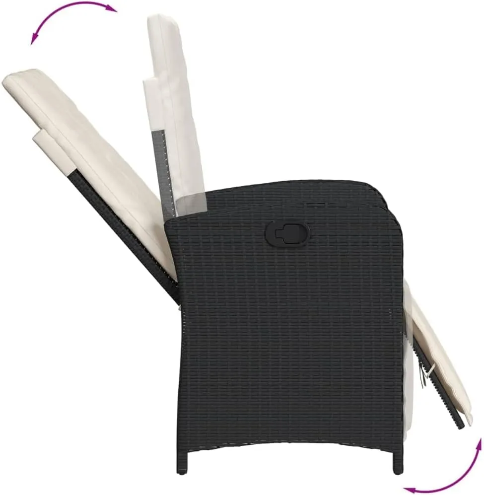 Sillas De Patio Beach Chair Lawn Chairs Dining Room Chairs - Reclining Patio Chairs 2 pcs with Footrest Black Poly Rattan for Garden Beaches Outside Terrace