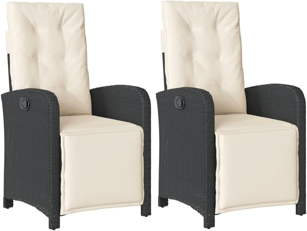 Sillas De Patio Beach Chair Lawn Chairs Dining Room Chairs - Reclining Patio Chairs 2 pcs with Footrest Black Poly Rattan for Garden Beaches Outside Terrace