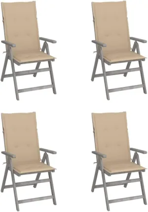 Sillas De Patio Camping Chair Kitchen Chairs Dining Room Chairs - Patio Reclining Chairs 4 pcs with Cushions Solid Acacia Wood for Beaches Garden Park Outside