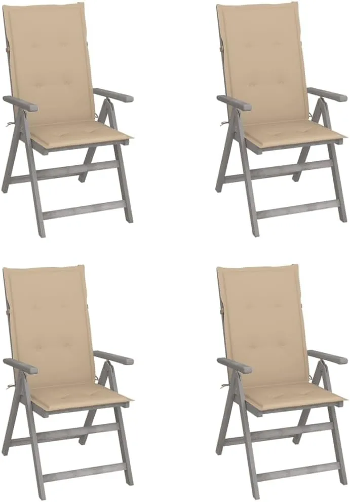 Sillas De Patio Camping Chair Kitchen Chairs Dining Room Chairs - Patio Reclining Chairs 4 pcs with Cushions Solid Acacia Wood for Beaches Garden Park Outside