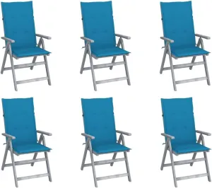 Sillas De Patio Camping Chair Kitchen Chairs Dining Room Chairs - Patio Reclining Chairs 6 pcs with Cushions Solid Acacia Wood for Beaches Garden Park Outside