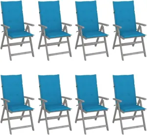 Sillas De Patio Camping Chair Kitchen Chairs Dining Room Chairs - Patio Reclining Chairs with Cushions 8 pcs Gray Acacia Wood for Beaches Garden Park Outside