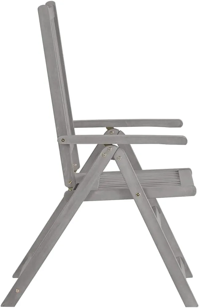 Sillas De Patio Camping Chair Kitchen Chairs Dining Room Chairs - Patio Reclining Chairs with Cushions 8 pcs Gray Acacia Wood for Beaches Garden Park Outside