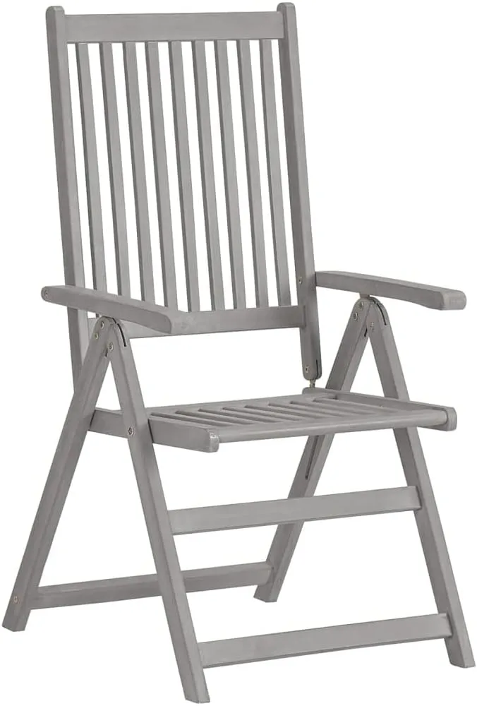 Sillas De Patio Camping Chair Kitchen Chairs Dining Room Chairs - Patio Reclining Chairs with Cushions 8 pcs Gray Acacia Wood for Beaches Garden Park Outside