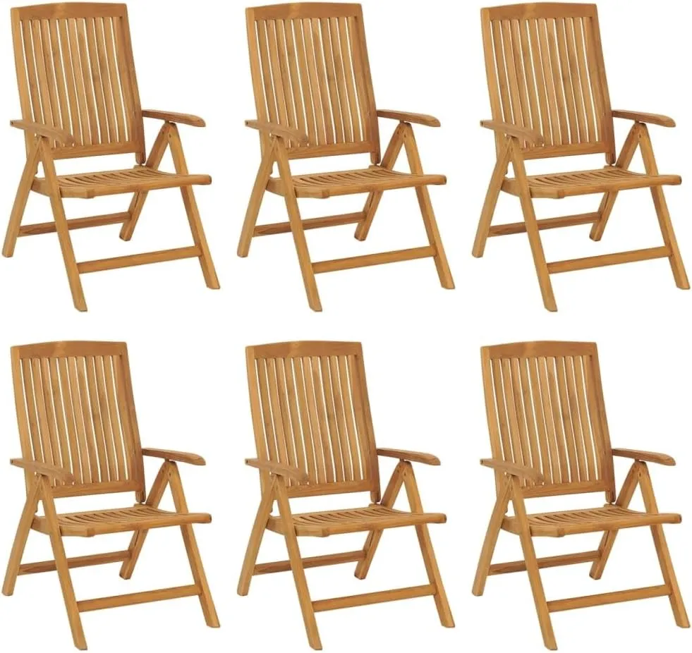 Sillas De Patio Camping Chair Lawn Chairs Outdoor Patio Chairs - Reclining Patio Chairs with Cushions 6 pcs Solid Wood Teak for Park Campsites Garden Beaches