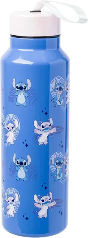 Silver Buffalo Lilo and Stitch Angel Hearts Pattern 27oz Stainless Steel Waterbottle with Strap