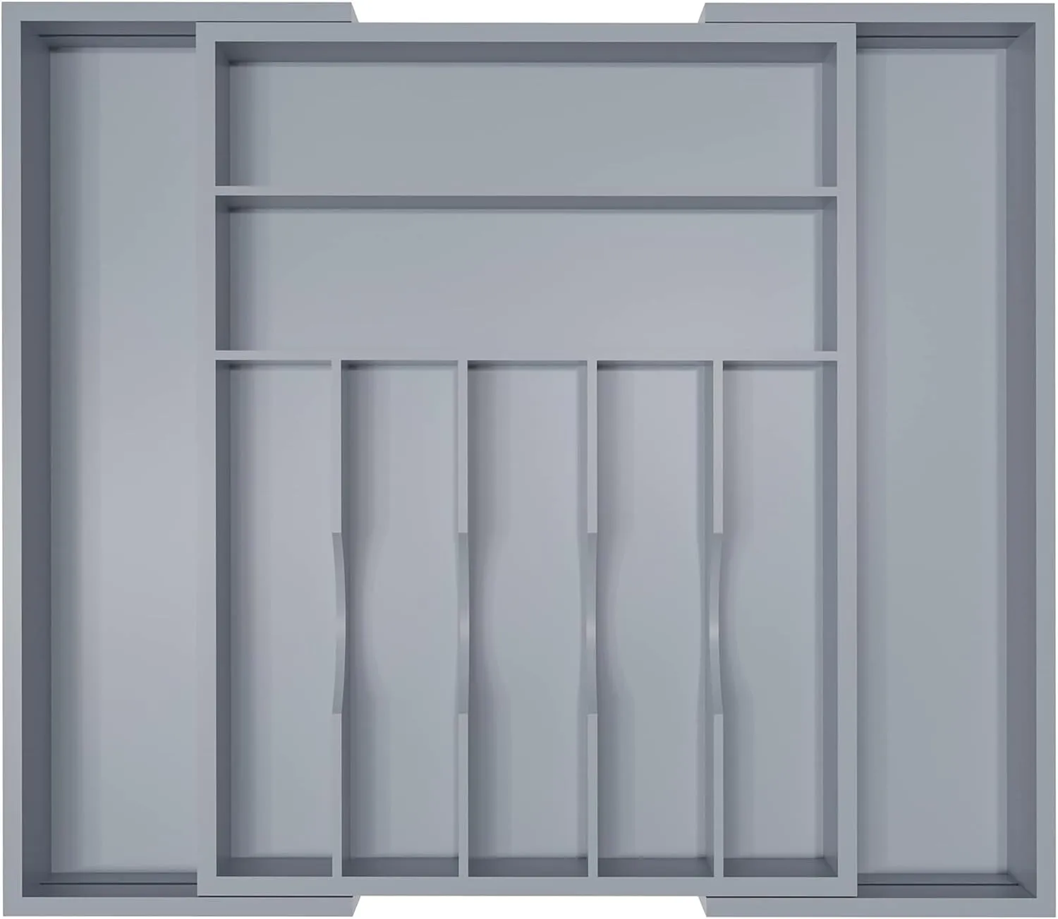 Silverware Organizer Utensil Drawer Organizer - Bamboo Cutlery Organizer Kitchen Drawer Organizer for Silverware, Utensils, Cutlery, Flatware, Knives W13.5-19.9" x L17.6 (Grey)