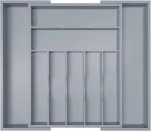 Silverware Organizer Utensil Drawer Organizer - Bamboo Cutlery Organizer Kitchen Drawer Organizer for Silverware, Utensils, Cutlery, Flatware, Knives W13.5-19.9" x L17.6 (Grey)