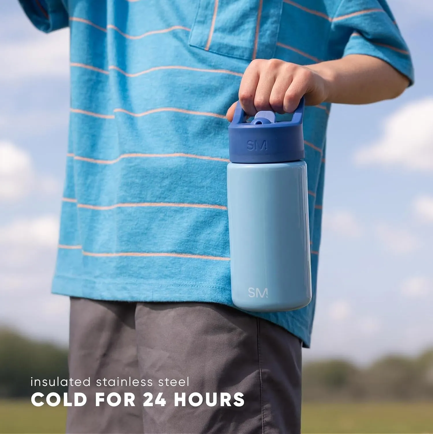 Simple Modern Kids Summit Water Bottle with Straw Lid | 14oz Stainless Steel Cup Insulated Tumbler for Toddlers, School | Wheels Up