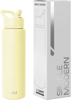 Simple Modern Water Bottle with Straw Lid | Vacuum Insulated Stainless Steel Metal Thermos | Reusable Leak Proof BPA-Free Flask for Sports Gym | Summit Collection | 30oz, Buttercup