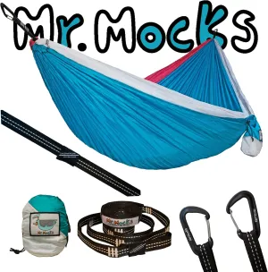 Single, Double, Triple Hammock, Light Weight Tree Straps, Aluminum Carabiners, Water Resistant Parachute Nylon, Easy Stuff Sack, Great Travel Camping Mock (Vintage Tracksuit, Double)