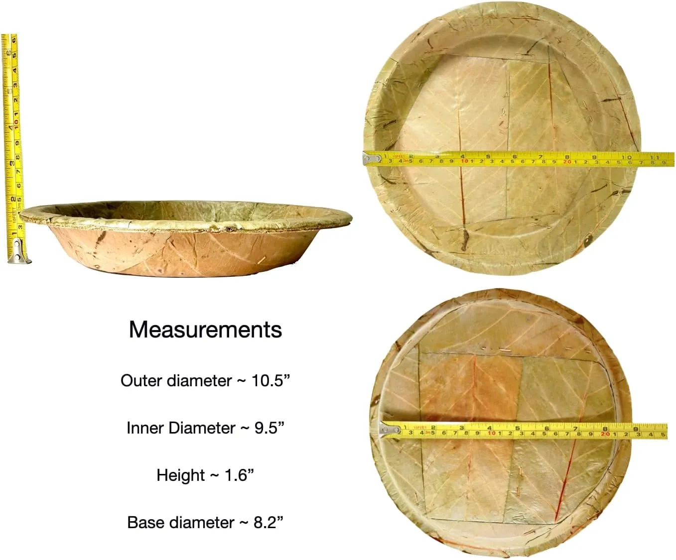 Single Use Sal Leaf Plates (11 inch, 25/pack) | Zero Waste, Biodegradable, Backyard Compostable | For Parties, Picnics, BBQ’s, Weddings, Outdoor Festivals, 11inch Plates