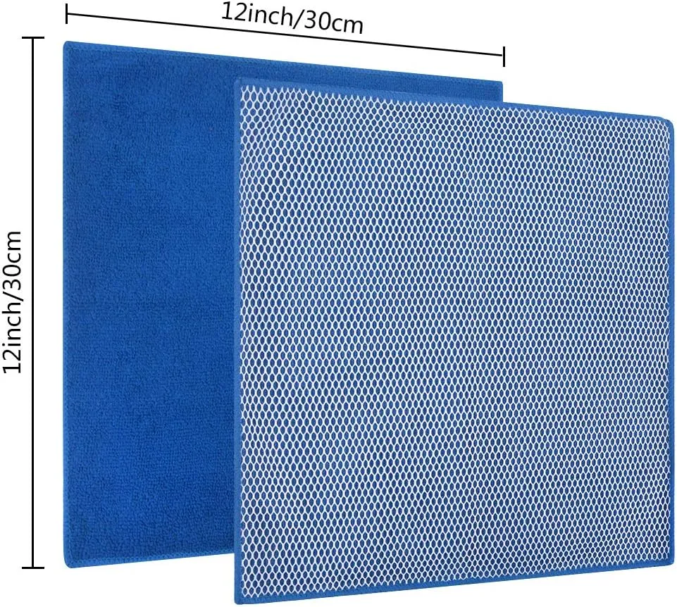 SINLAND Absorbent Microfiber Dish Cloth Dish Rags Best Kitchen Cloths Cleaning Cloths with Poly Scour Side 12Inchx12Inch 10 Pack Dark Blue