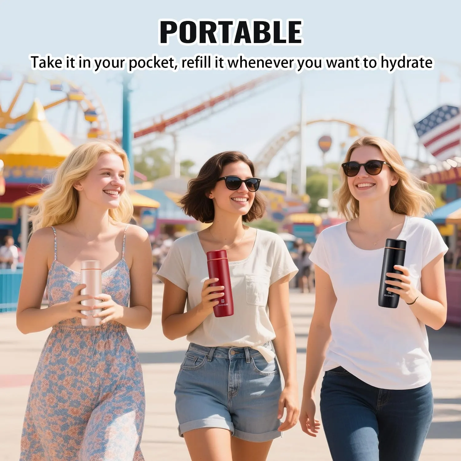 Small Thermo Bottle Slim Mini Vacuum Insulated Water Bottle 285ml/9.6oz Water Flask Stainless Steel Thermal Water Bottles Thermo for Hot and Cold Drinks Perfect for Purse or Kids Lunch Bag(Red)