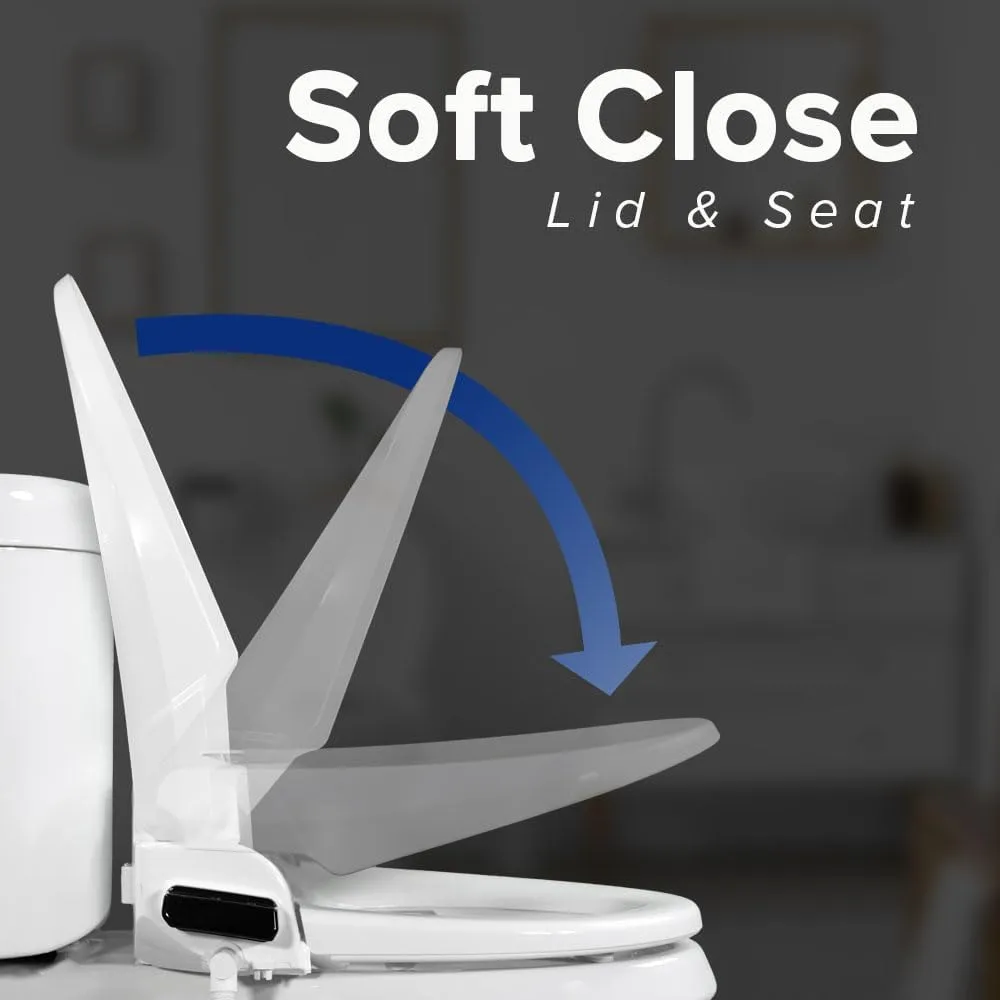 SmartBidet SB-1000WE Electric Bidet Toilet Seat with Heated Seating, Warm Air Dryer, Temperature Control Wash, and Remote Control, Elongated Seating