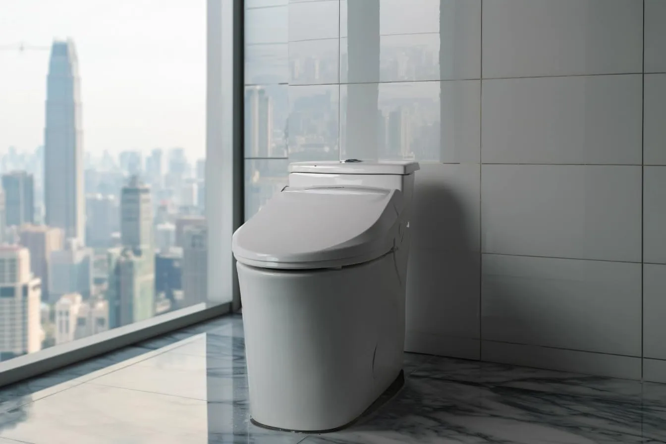 SmartBidet SB-1000WE Electric Bidet Toilet Seat with Heated Seating, Warm Air Dryer, Temperature Control Wash, and Remote Control, Elongated Seating