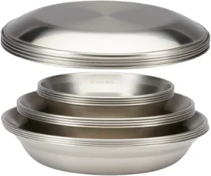 Snow Peak Large Tableware Family Set, Dishes, Plates, Medium and Large Bowls, 16 Piece Set