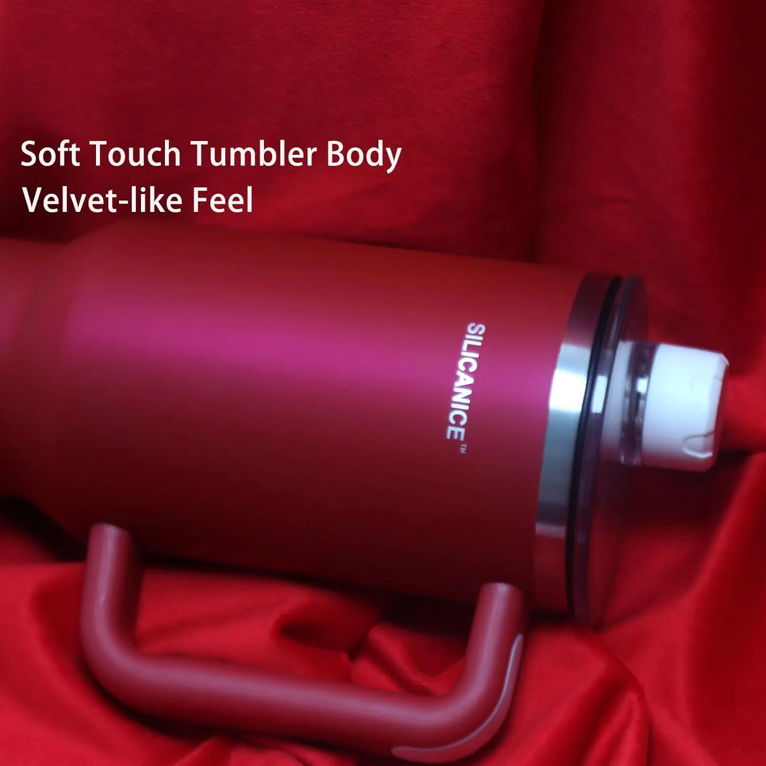 Soft touch Red 40 oz tumblers With Handle And Straw,100% Spill Proof coffee mug,Smoothie Stainless Steel Vacuum Insulated Ice Cup with Lid,Water Bottle