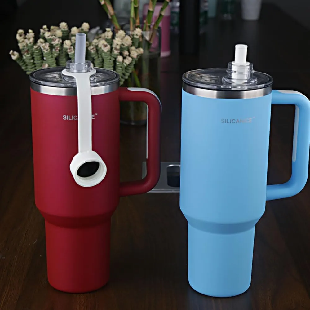 Soft touch Red 40 oz tumblers With Handle And Straw,100% Spill Proof coffee mug,Smoothie Stainless Steel Vacuum Insulated Ice Cup with Lid,Water Bottle