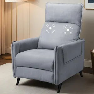 Softa Massage Recliner Chair for Adults, Fabric Reclining Chair Home Theater Seating with Extended Footrest, Adjustable Modern Single Sofa for Living Room,Bedroom (Light Gray)