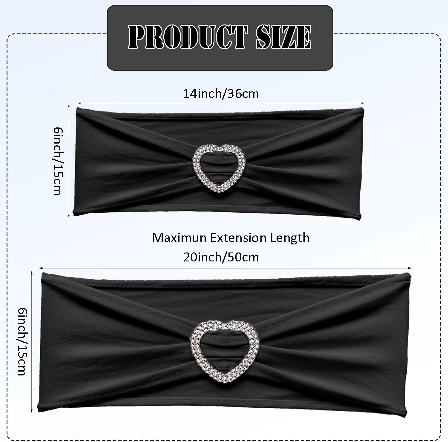 Spandex Black Chair Sashes Bows 30 Pack Black Sashes for Chairs Universal Elastic Chair Sashes Bands with Heart Buckle Slider for Banquet Wedding Party Decorations