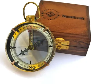Spencer London 1905 Dual Side Compass with Brass Bezel, Antique Brass Finish, 7.5cm for Kids and Gifts to Your Loved Once