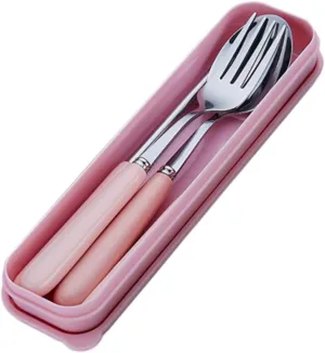 Stainless Steel Cutlery Set with Case Portable Fork Spoon Chopsticks for Travel Camping Home Use Food Grade Stainless Steel Ceramic Lightweight Pink Tableware