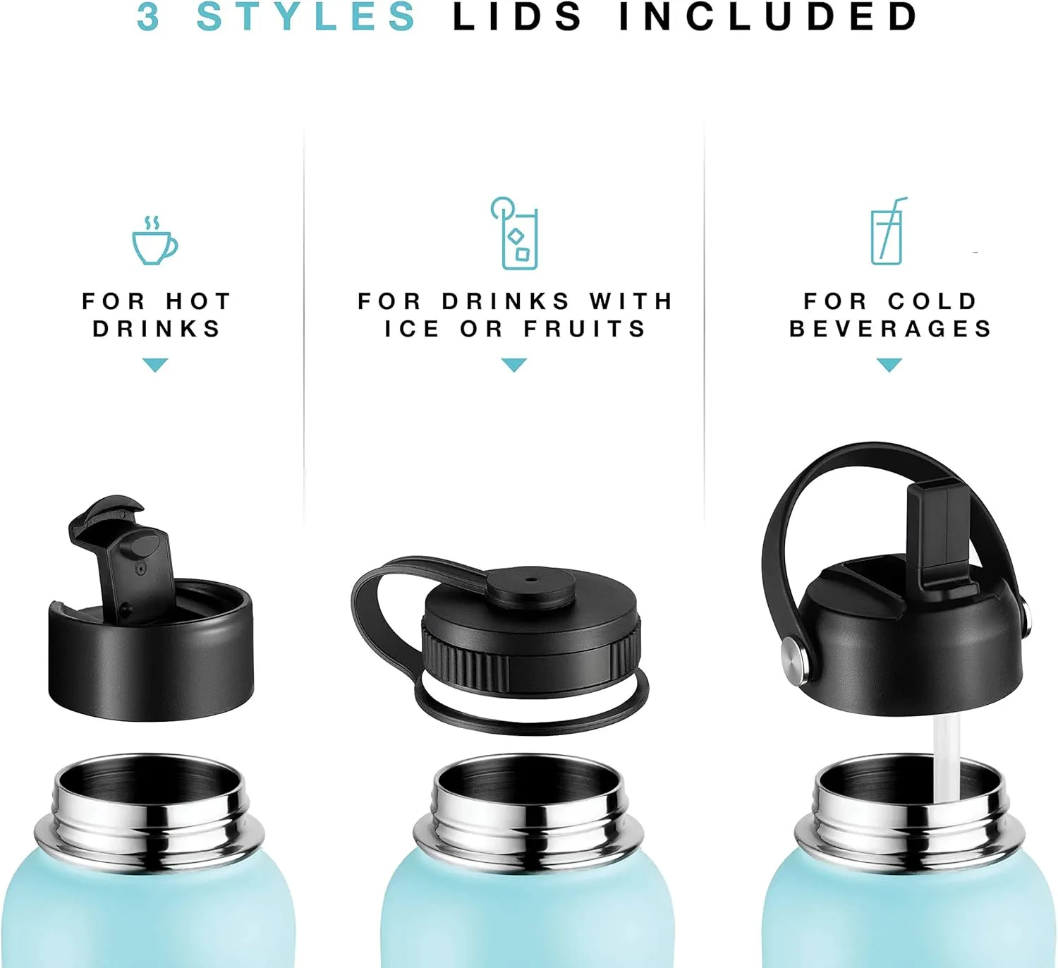Stainless Steel Insulated Water Bottle and Travel Mug for Hot and Cold Beverages, Wide Mouth, Double Wall Insulated Hydration Sports Water Bottle for Hiking, Biking, Outdoor, 40 OZ BPA Free