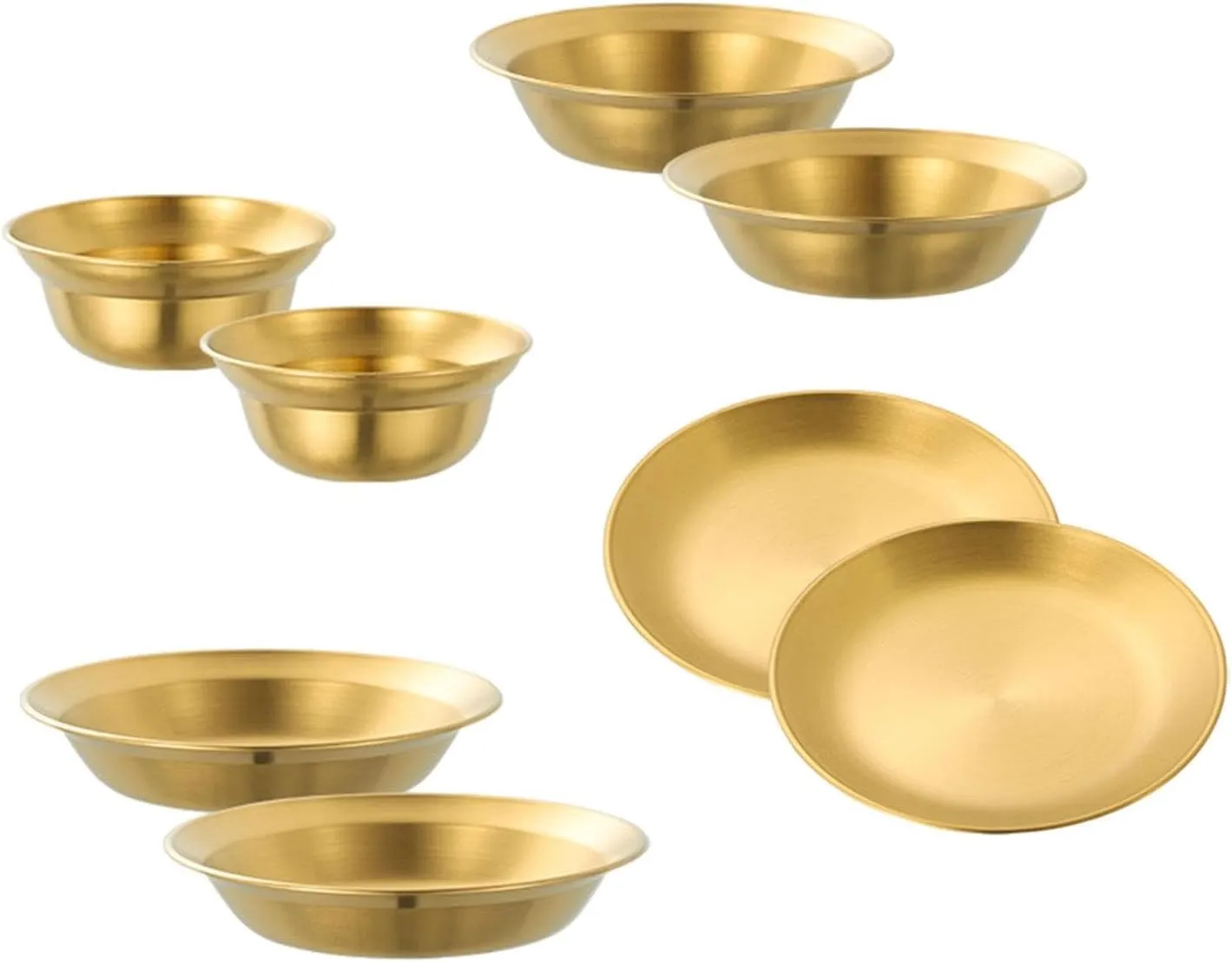 Stainless Steel Plates and Bowls Outdoor Tableware Camping Plates Camping Utensils for BBQ Hiking Beach Backpacking Apartment, 8PCS Gold