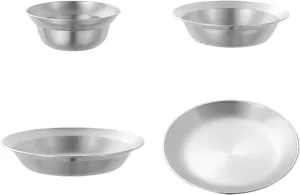Stainless Steel Plates and Bowls Outdoor Tableware Portable Dinner Dishes Camping Utensils Dinnerware Set for Hiking Barbecue