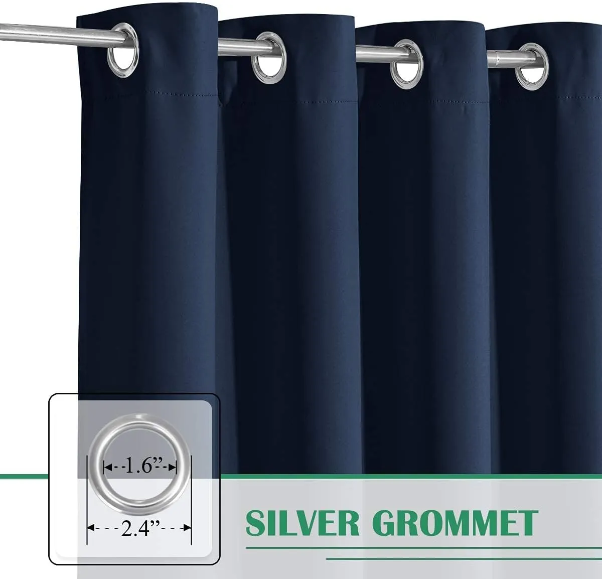 StangH Deck Curtains Outdoor Waterproof Weatherproof Blackout Curtain Panel for Patio Grommet Summer Heat Insulated Drapes for Sunroom/Balcony/Corridor, W52 x L108, Navy Blue, 1 Panel
