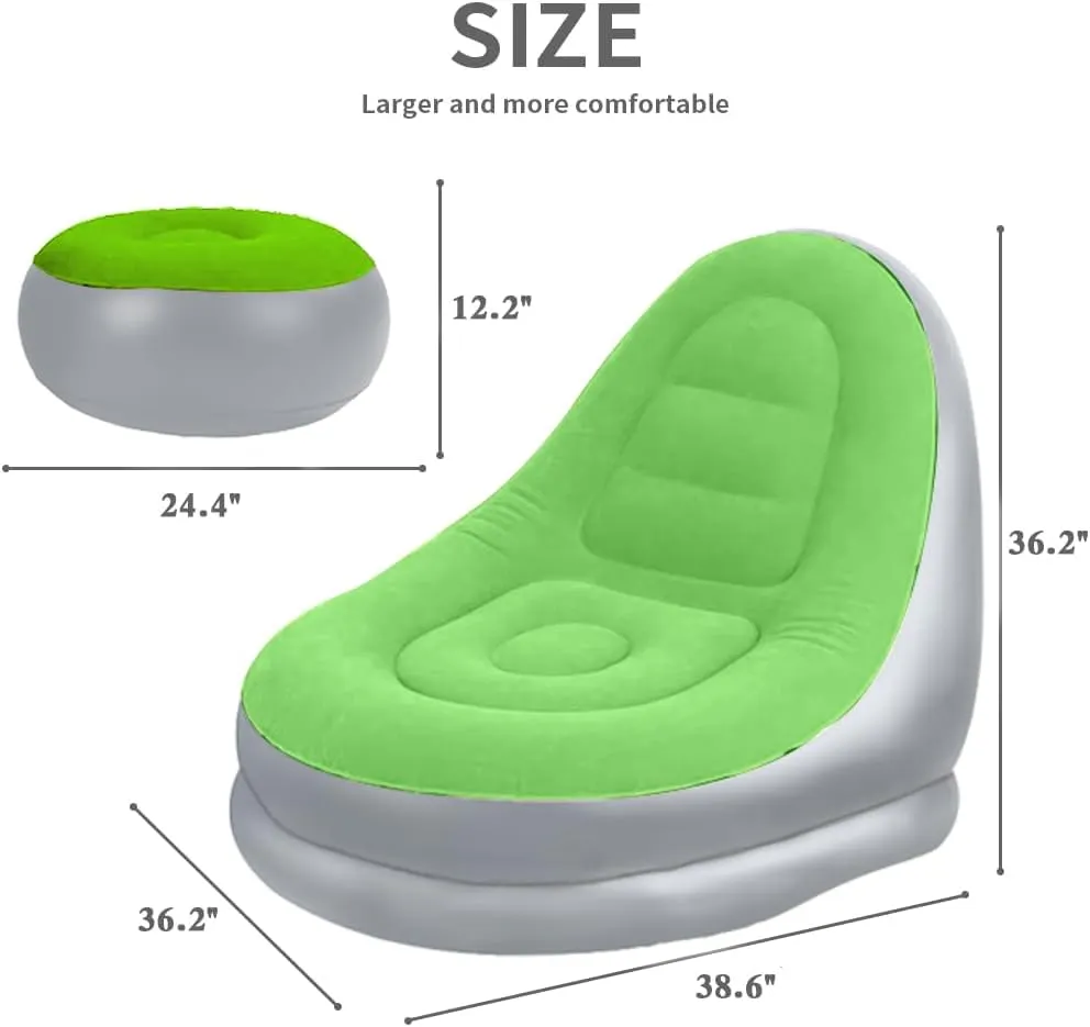 STARBRILLIANT Inflatable Deck Chair with Air Pump, Lounger Sofa for Indoor Living Room Bedroom, Outdoor Travel Camping Picnic Beach Chaise Lounges…