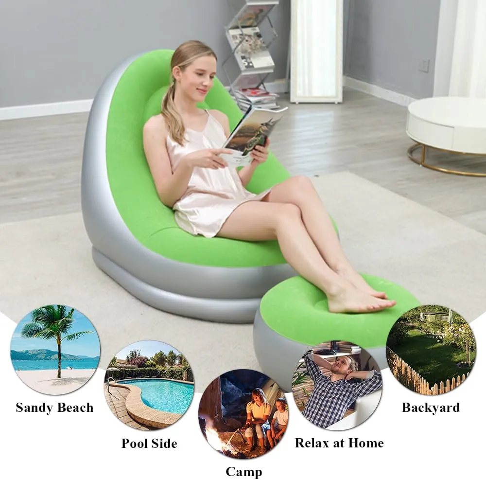 STARBRILLIANT Inflatable Deck Chair with Air Pump, Lounger Sofa for Indoor Living Room Bedroom, Outdoor Travel Camping Picnic Beach Chaise Lounges…