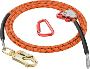 Steel Wire Core Flipline 1/2" X 8ft Fall Protection Arborist Climbing Flip Line Tree Climbing Rope with Steel Swivel Snap Hook Triple Lock Carabiner Rope Grab Adjuster