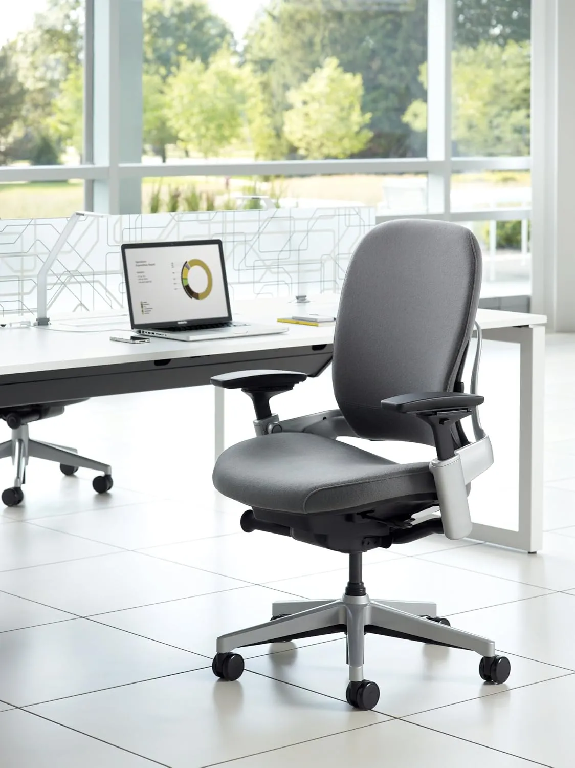 Steelcase 46296179 Leap Plus Office Desk Chair with 500lb Capacity, Blue Fabric