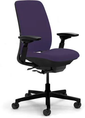 Steelcase Amia Ergonomic Office Chair with Adjustable Back Tension and Arms | Flexible Lumbar with Sliding Seat | Black Frame and Buzz2 Eggplant Fabric
