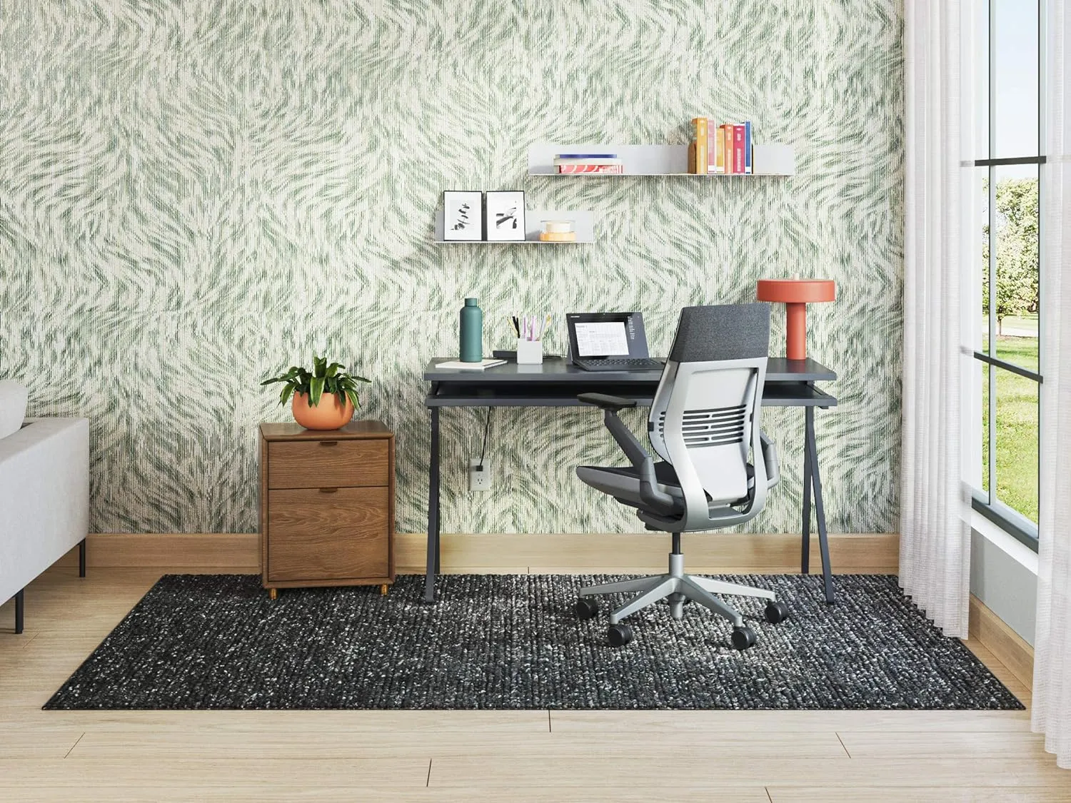 Steelcase Era Onyx Gesture Wrapped Back Hard Casters