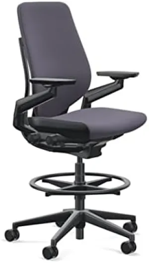 Steelcase Gesture 442 Stool Chair - Cogent: Connect Aubergine Fabric, Shell Back, Light on Light Frame, Wheels for Hard Flooring